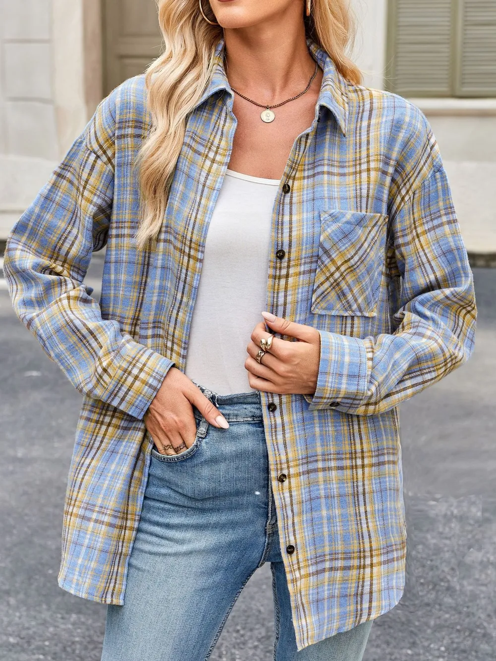 Plaid Button Up Long Sleeve Shirt, image 15