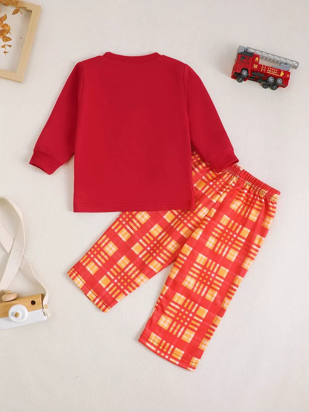 Children's Fire Truck Embroidered Top and Pants Set, image 9