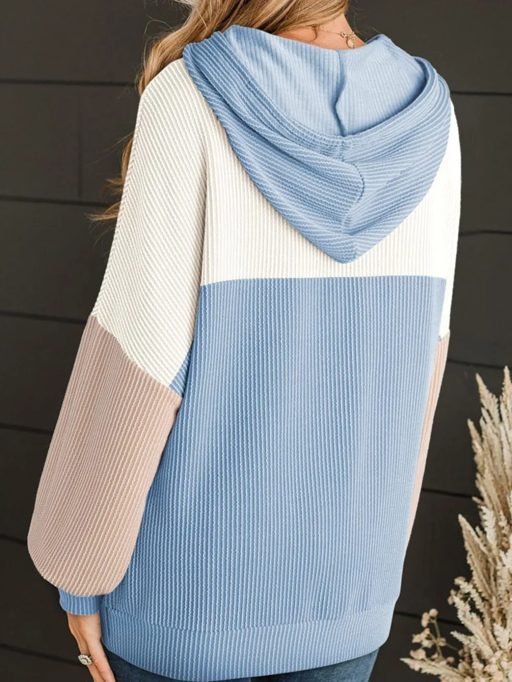 Drawstring Color Block Long Sleeve Hoodie, image 14