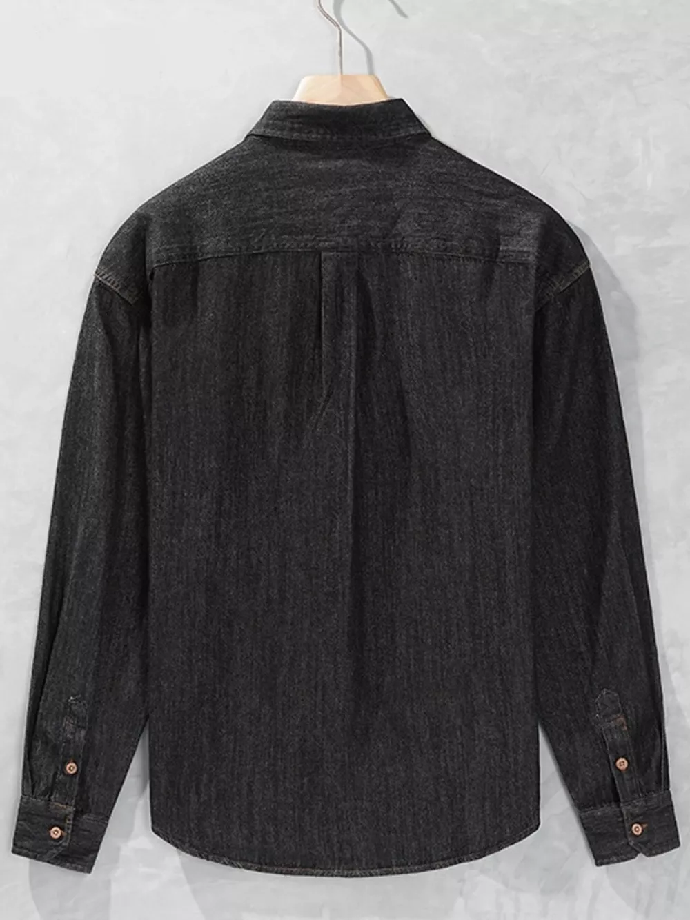 Men's Plus Size Button Up Long Sleeve Denim Shirt, image 2