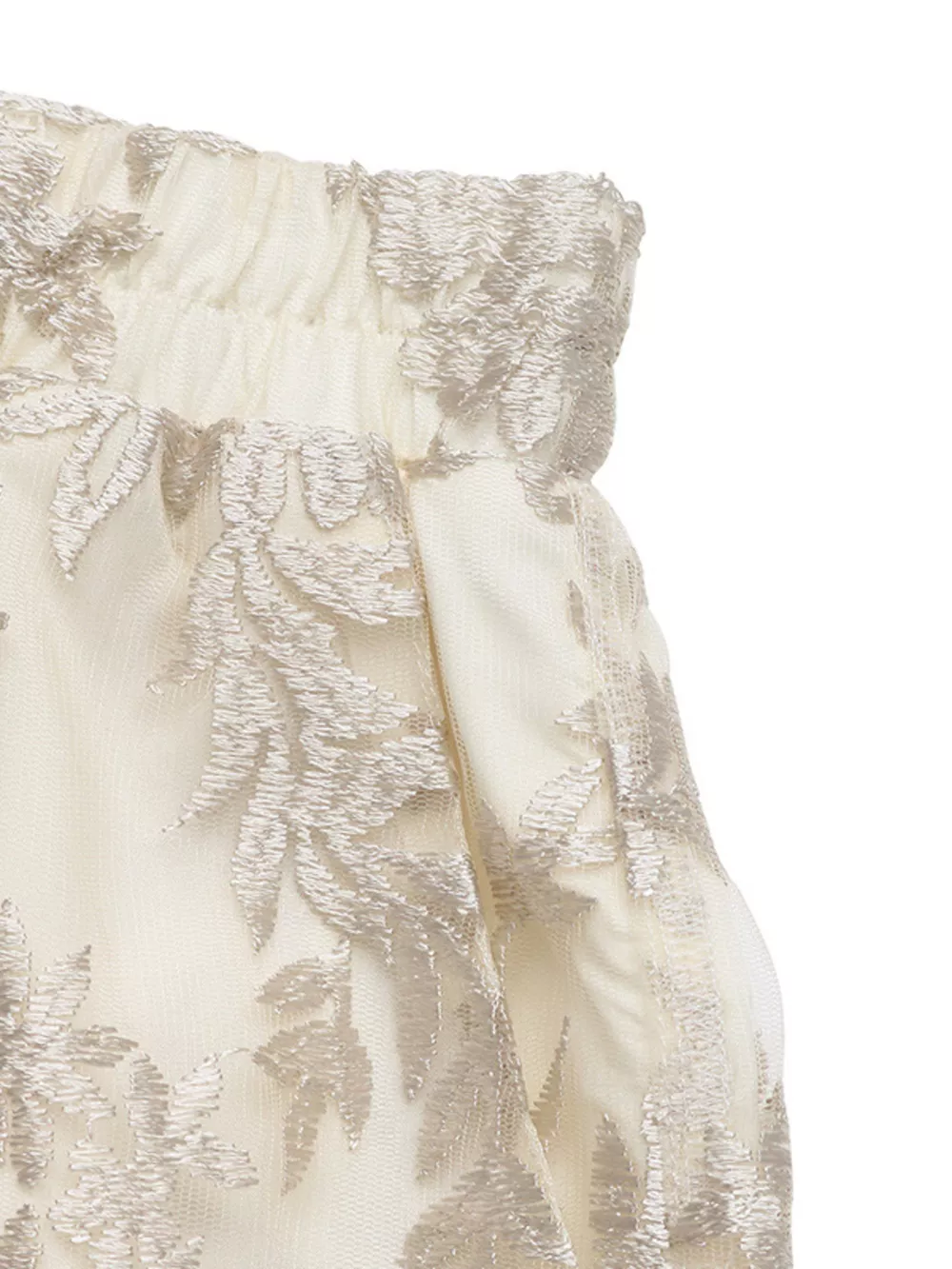 Lace Scalloped Hem Elastic Waist Shorts, image 2