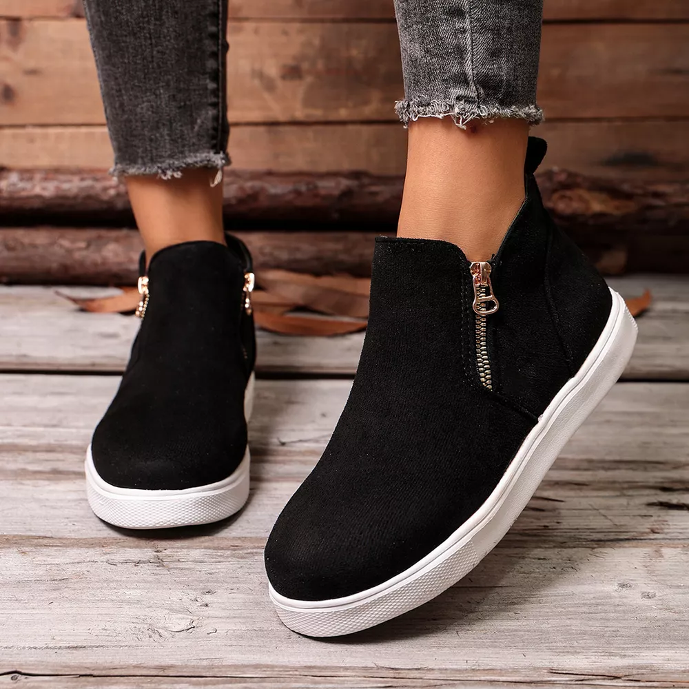 Side Zipper Flat Sneakers, image 16