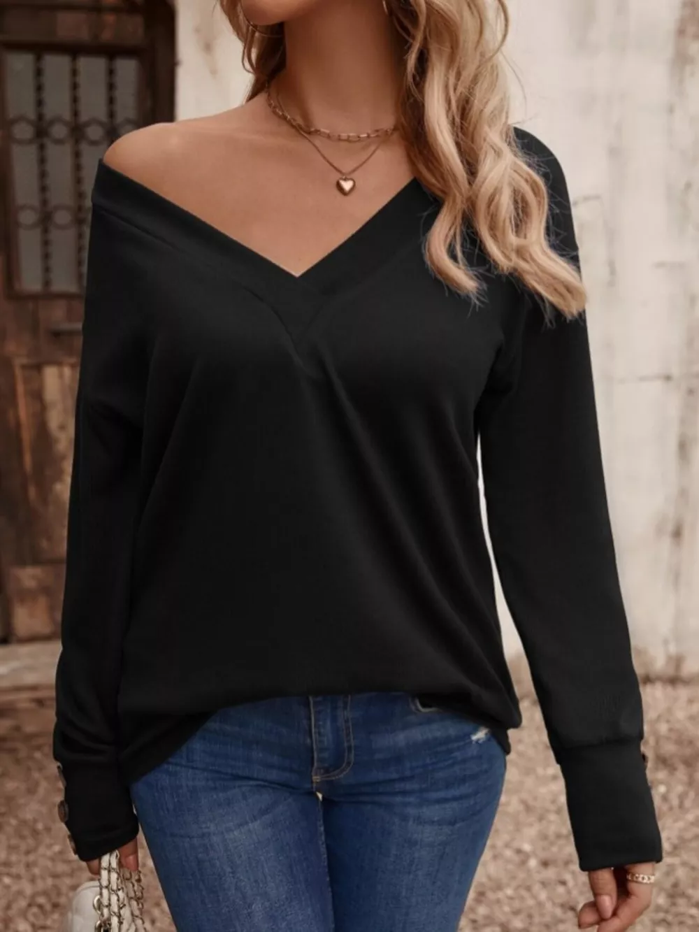 V-Neck Long Sleeve T-Shirt, image 22