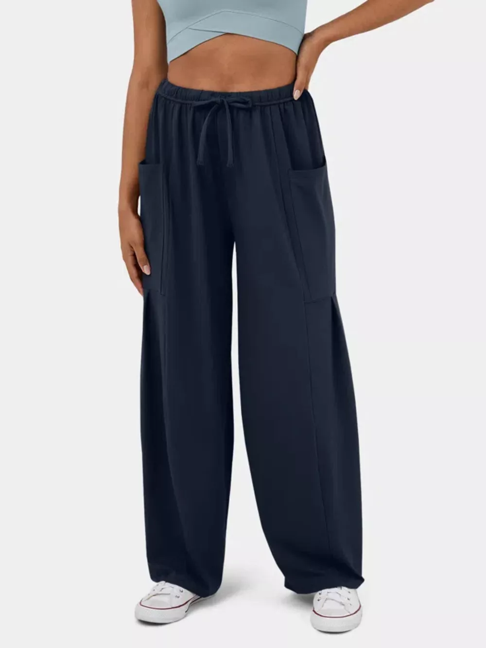 High-Waisted Drawstring Wide-Leg Pants, image 23
