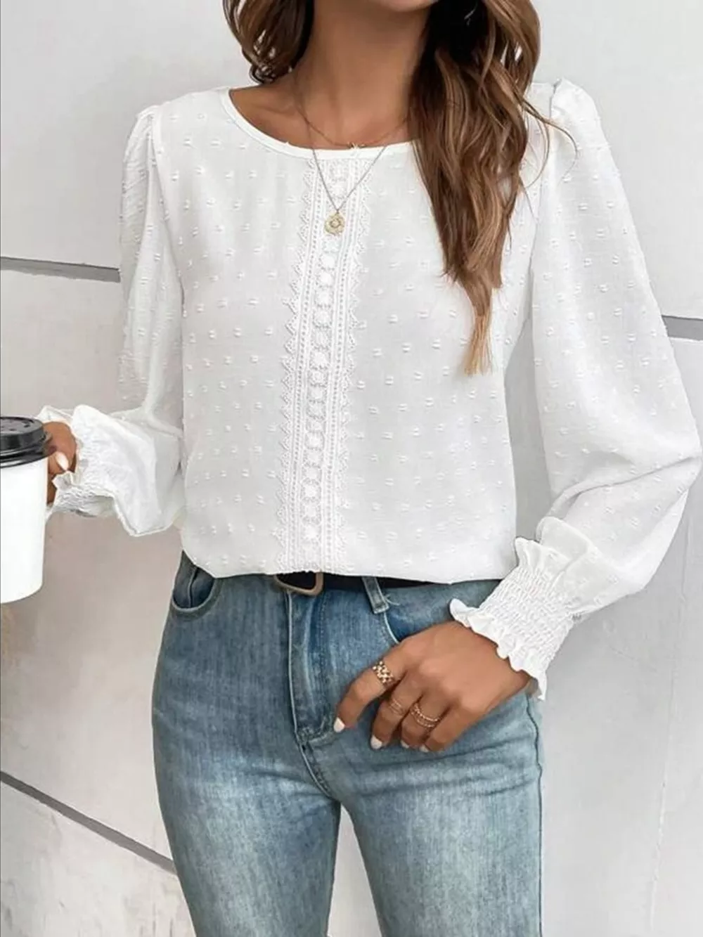 Swiss Dot Long Sleeve Blouse, image 2