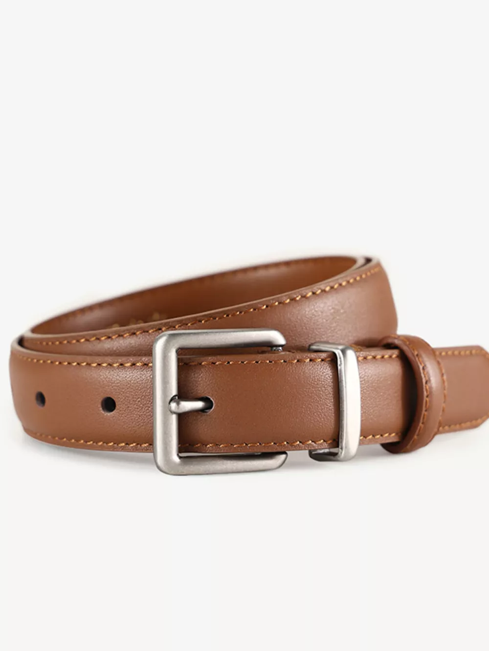 Classic Leather Belt with Square Buckle, image 3