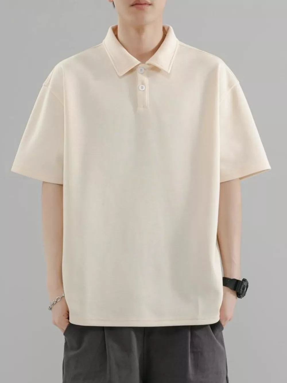 Men's Plus Size Button Detail Short Sleeve Polo, image 8