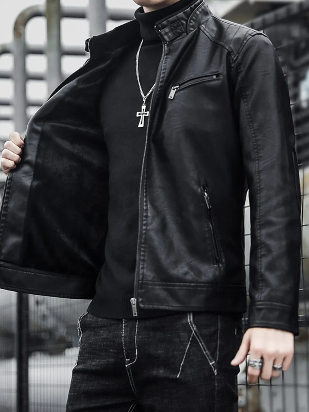 Men's Plus Size Zip Up Long Sleeve Jacket, image 2