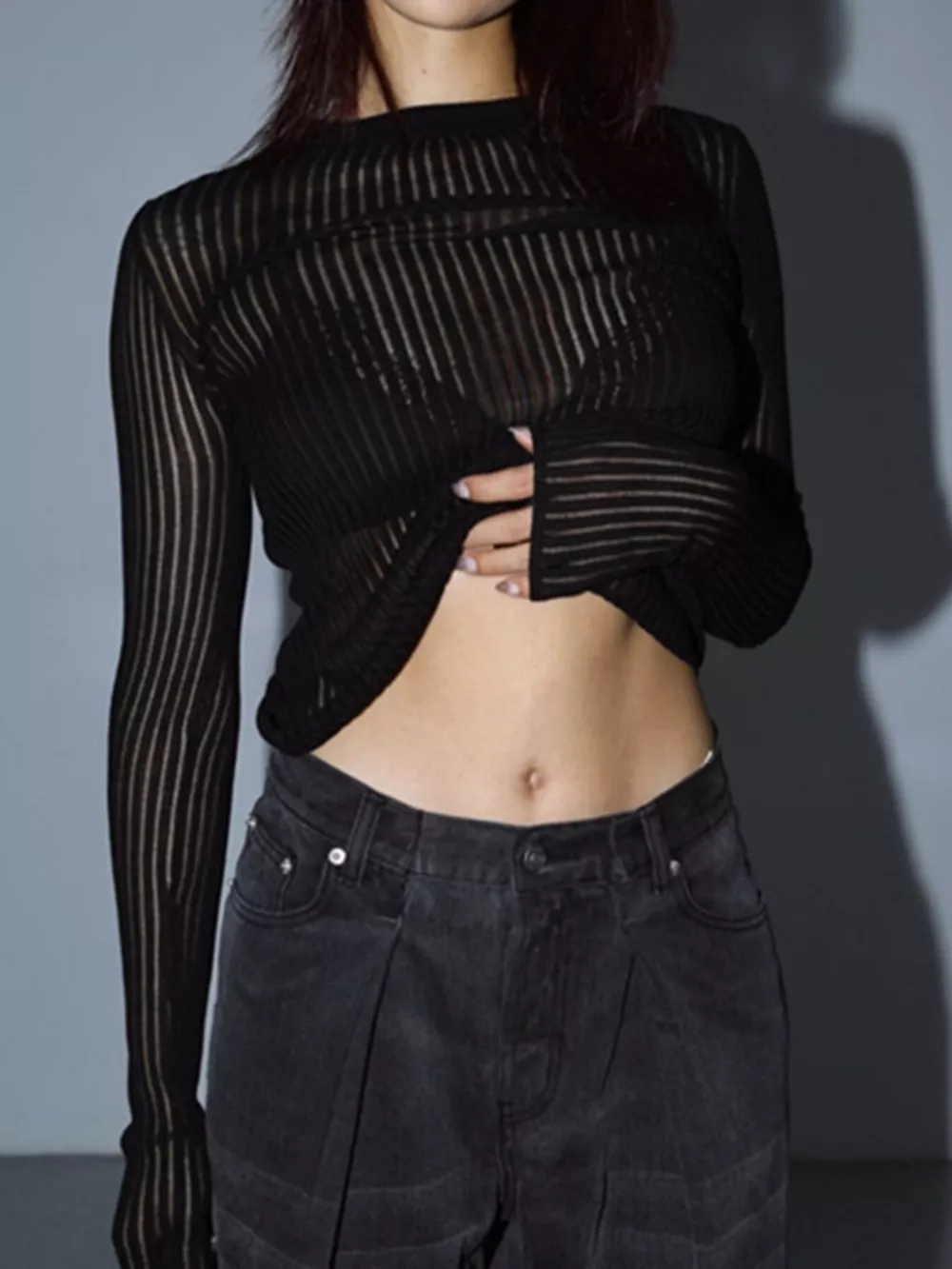 Ribbed Knit Long Sleeve Top, image 7