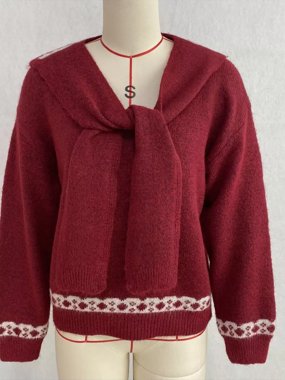 Scarf Detail Dropped Shoulder Sweater, image 33