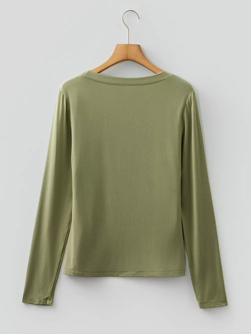 Solid Color Long Sleeve Fitted Top, image 2