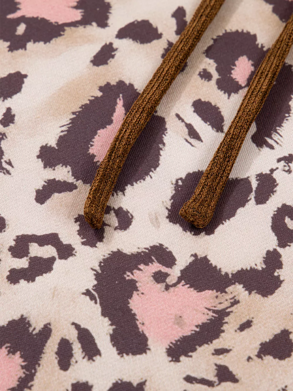 Plus Size Leopard Long Sleeve Drawstring Hoodie, image 2