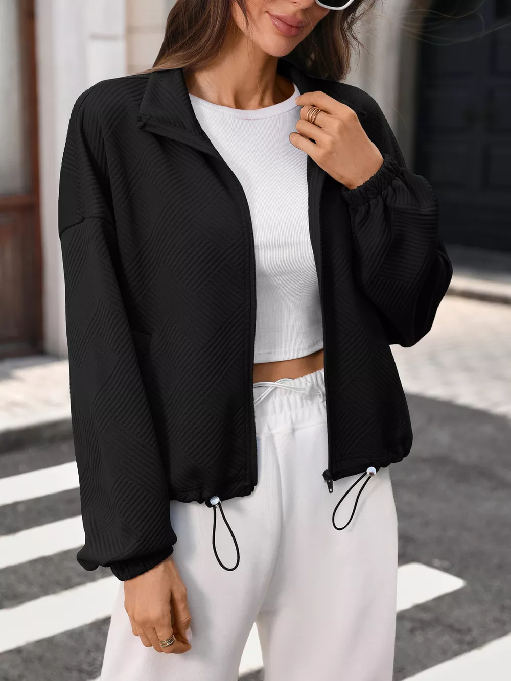 Textured Zip-Up Casual Jacket, image 14