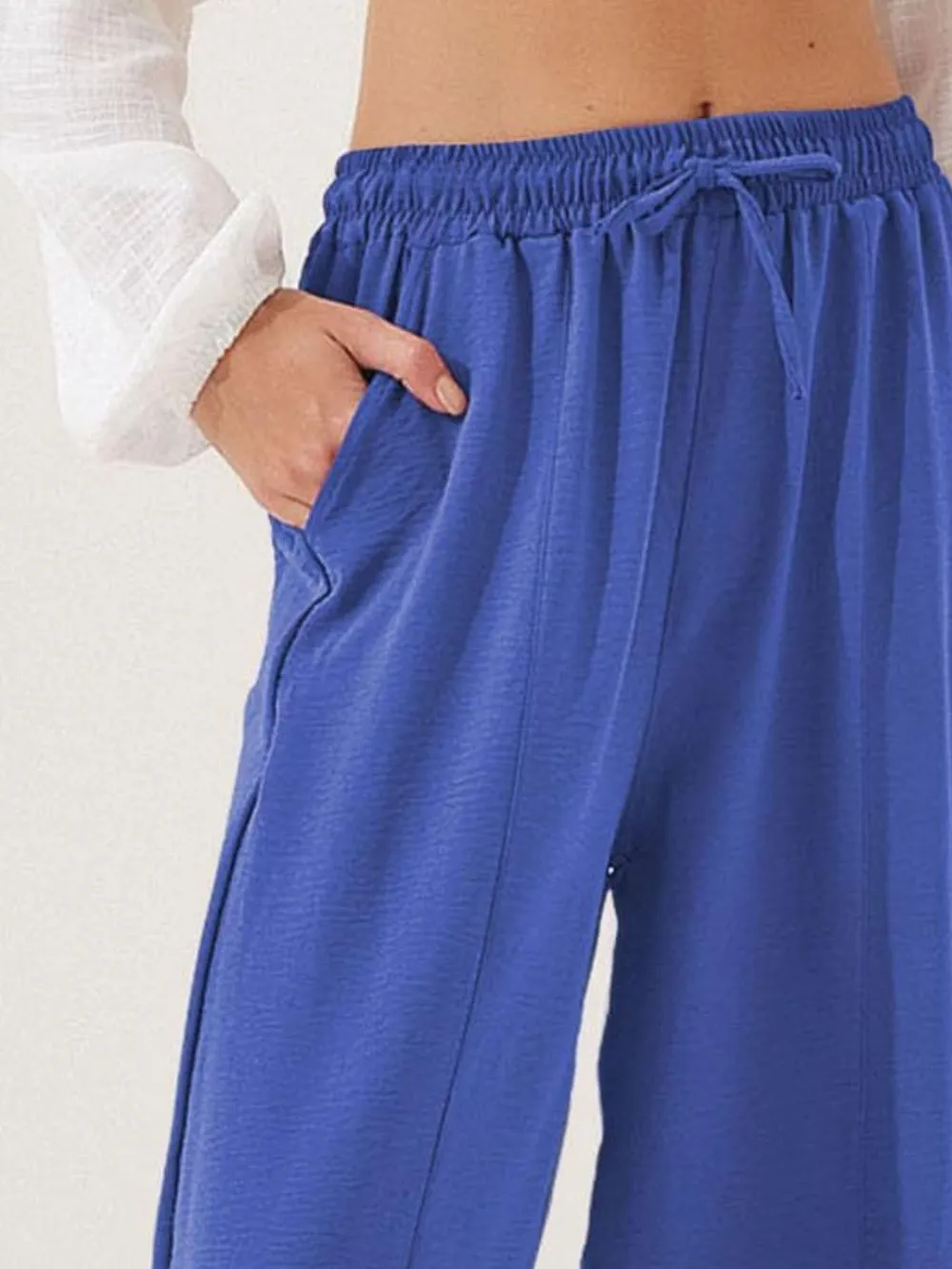Full Size Drawstring Wide Leg Cropped Pants Plus Size, image 30