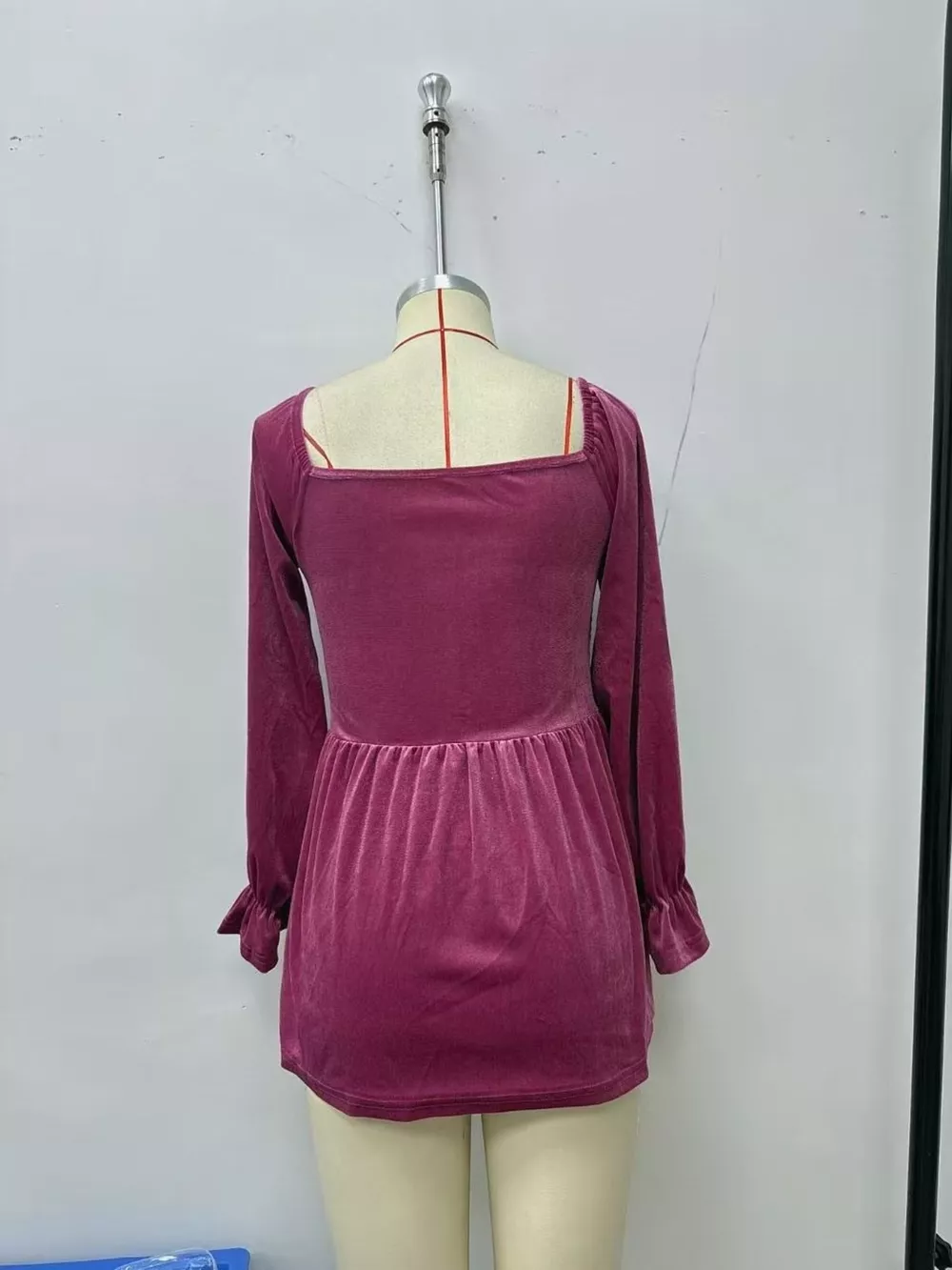 Velvet Smocked Peplum Blouse, image 7
