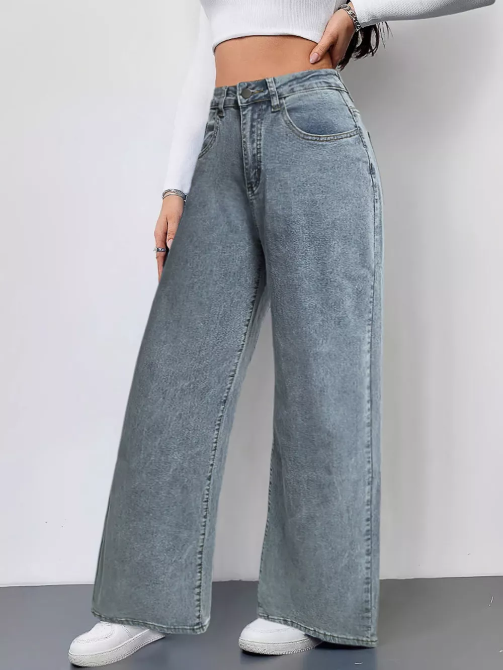 Wide Leg High Waist Jeans, image 3