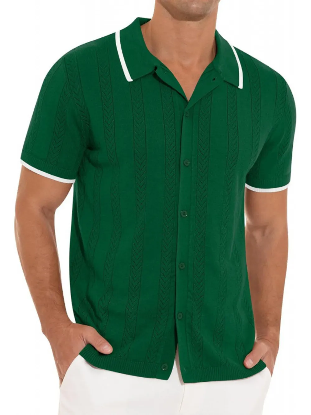 Men's Full Size Button Down Contrast Trim Shirt Plus Size, image 5