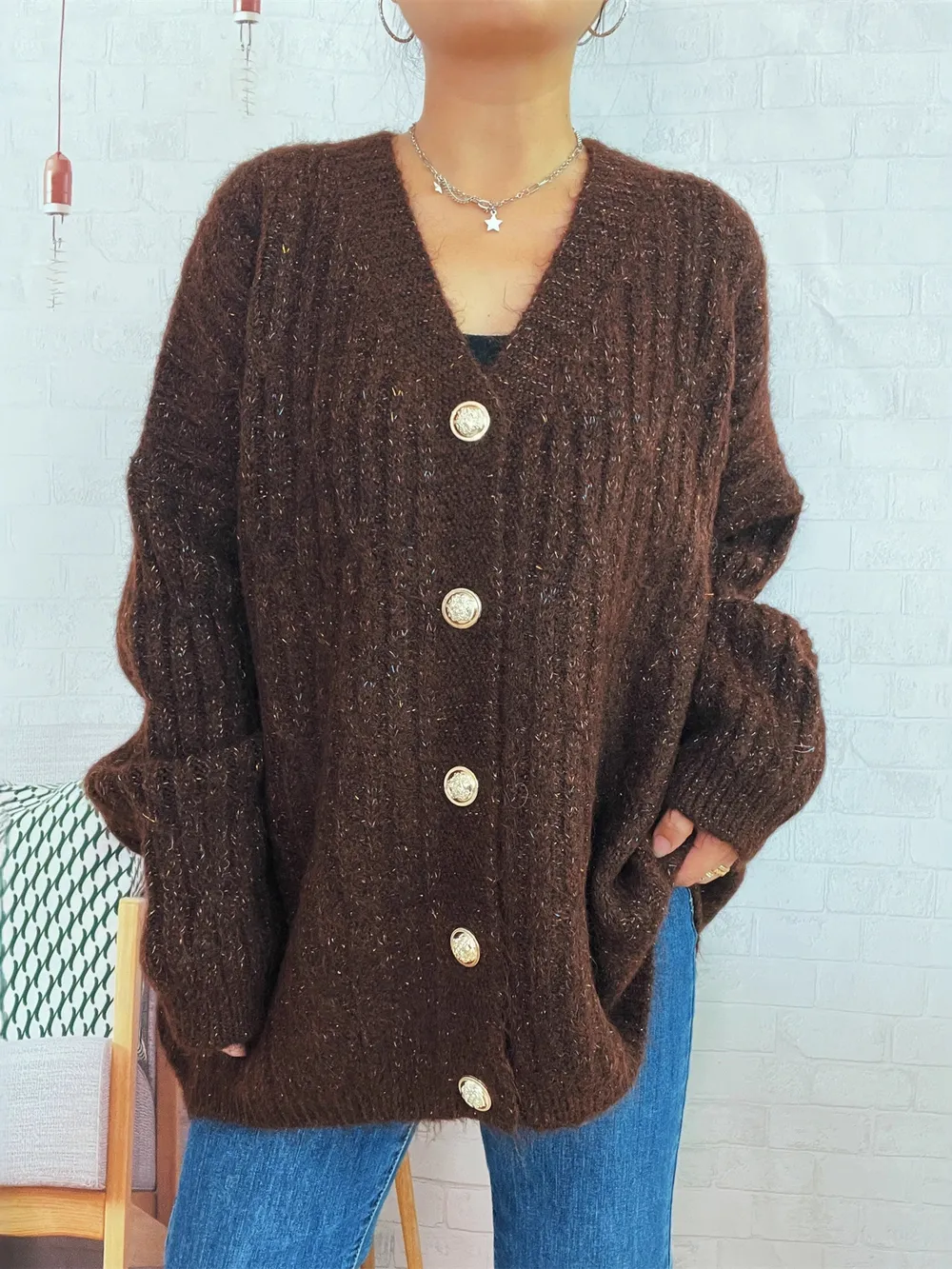 Cable Knit Button-Up Cardigan, image 16