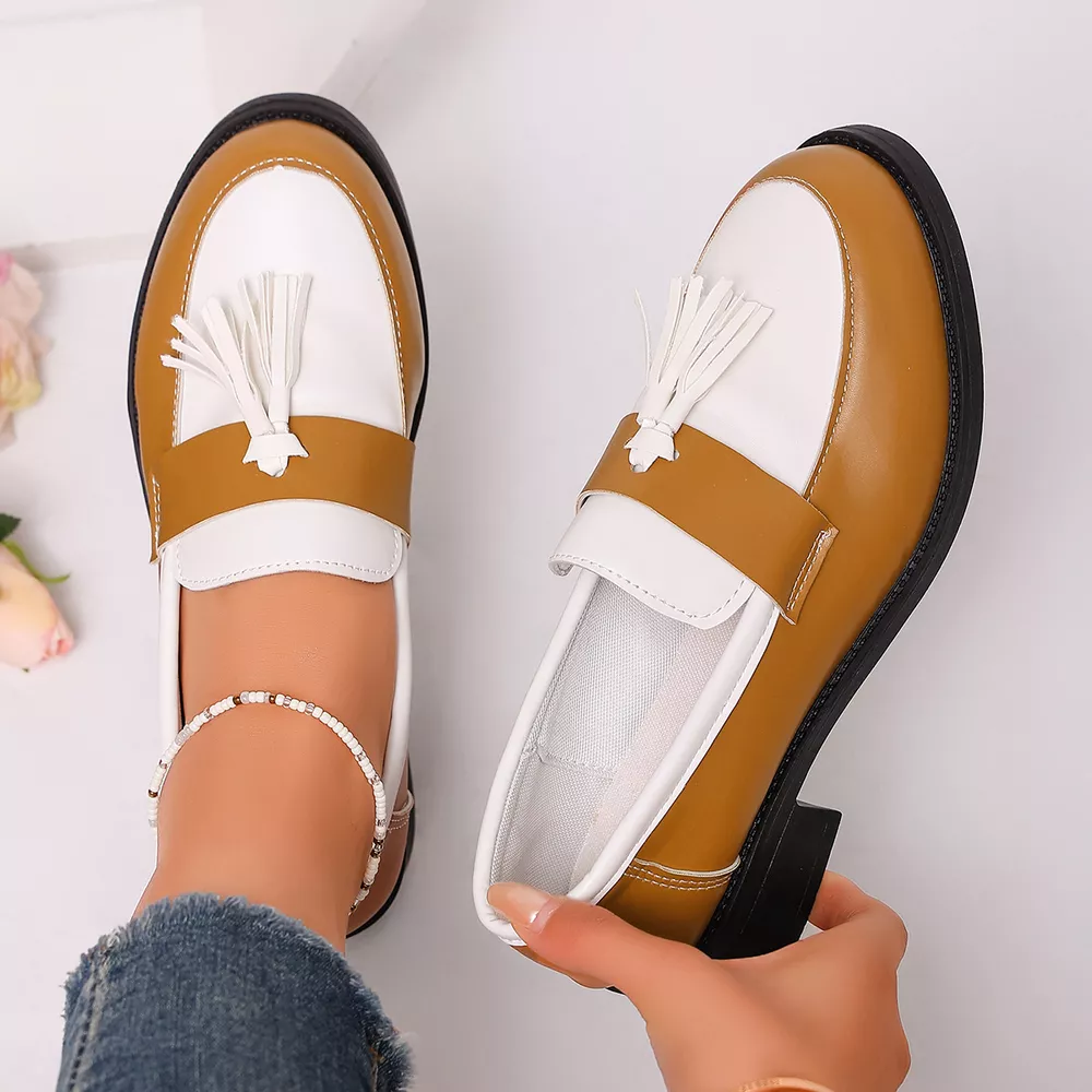 Round Toe Block Heels Loafers, image 4