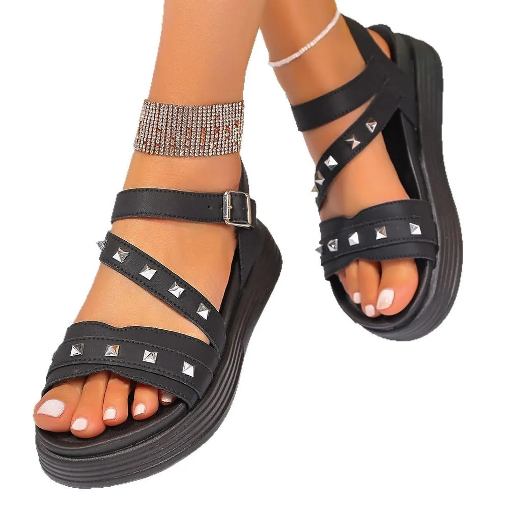 Studded Platform Open Toe Sandals, image 4
