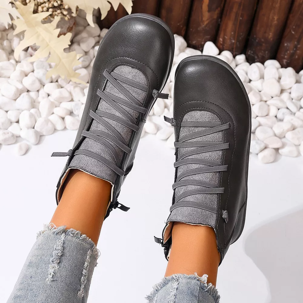 Lace-Up Faux Leather Ankle Boots, image 30