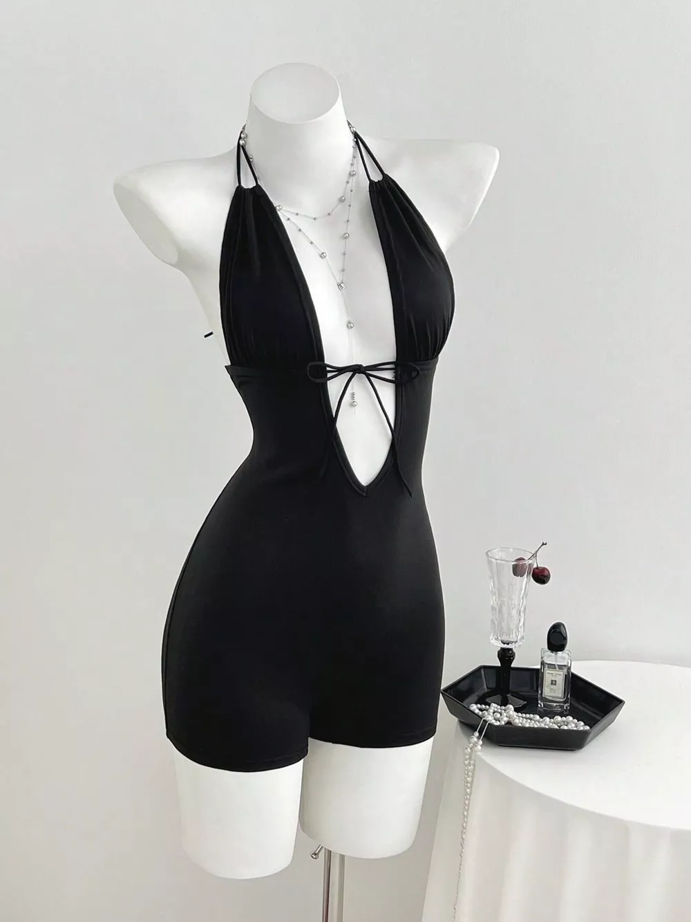 Tied Front Halter Neck Romper, image 3