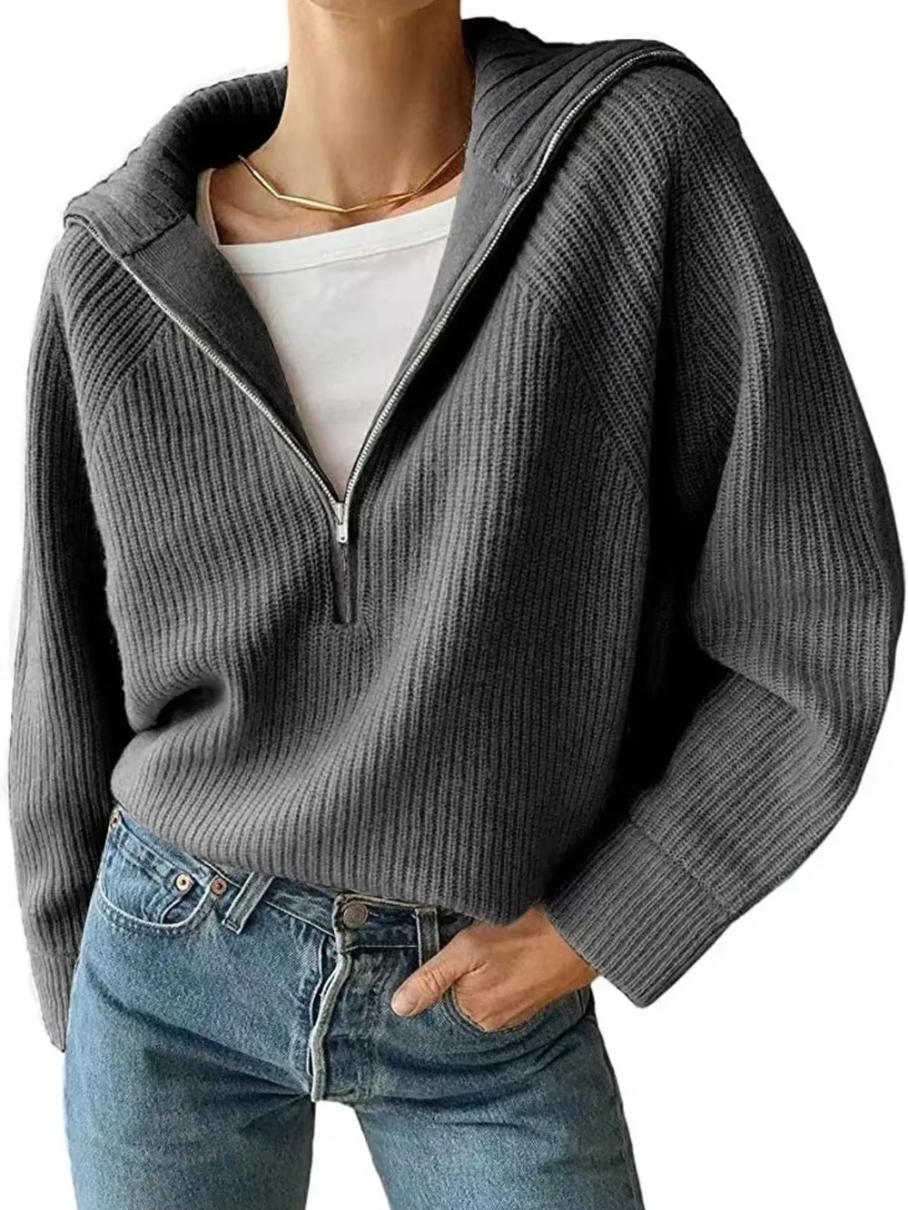 Half-Zip Long Sleeve Sweater, image 8