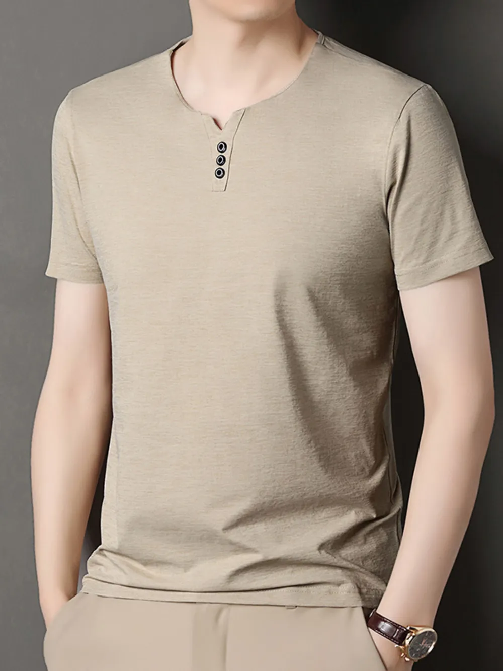 Men's Decor Button Short Sleeve T-Shirt, image 5