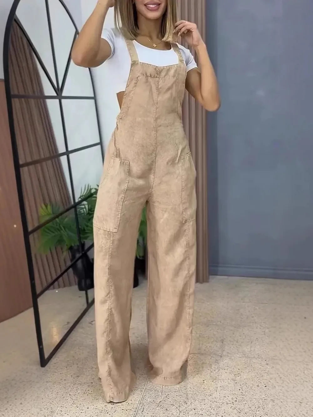 Full Size Wide Leg Washed Denim Overalls Plus Size, image 6