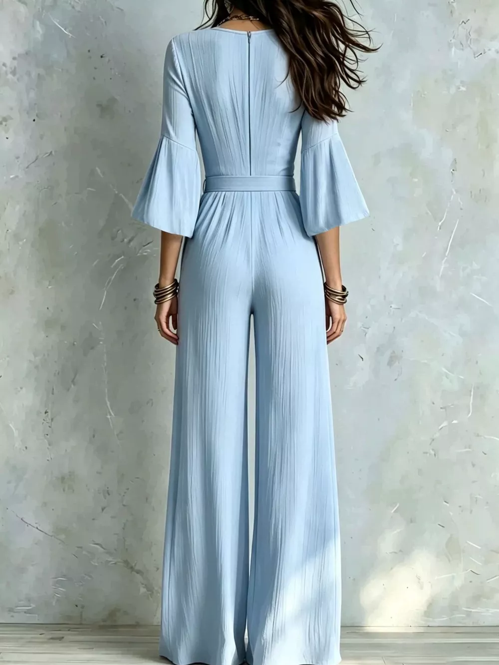 Pleated Wide-Leg Jumpsuit with Tie-Waist, image 8