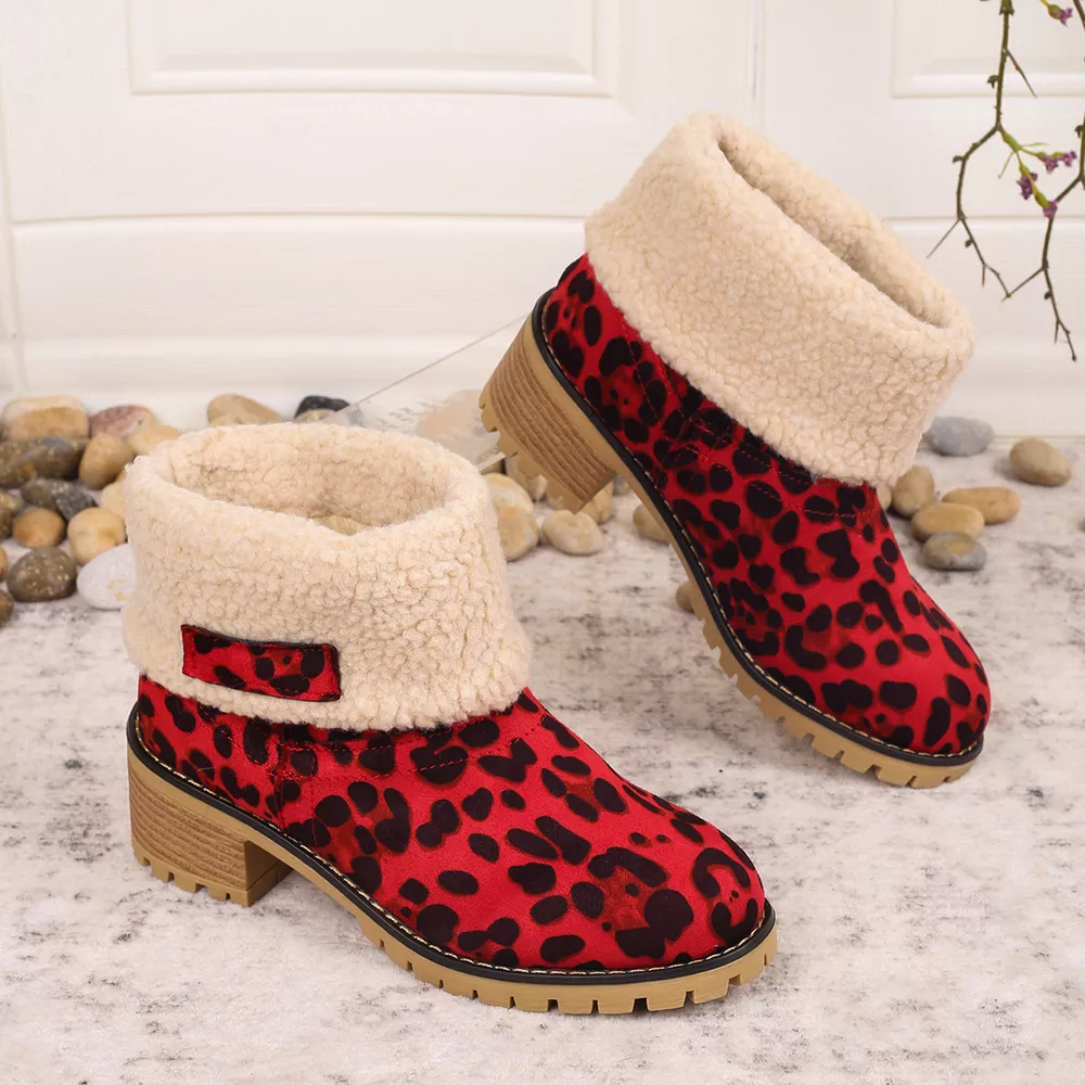 Leopard Print Plush Lined Boots, image 2