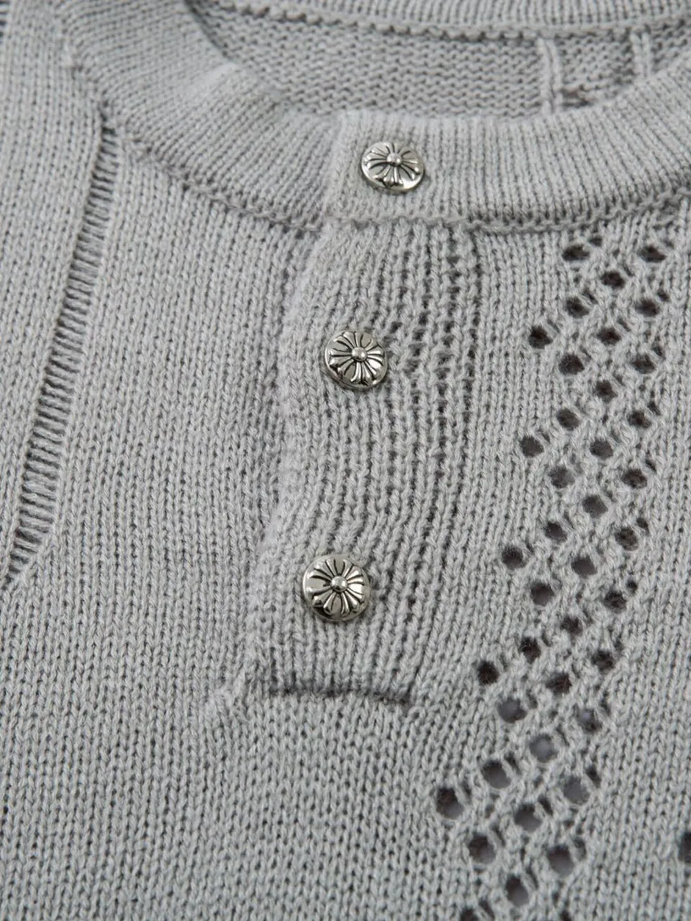 Men's Openwork Button Detail Knit Henley T-Shirt, image 20