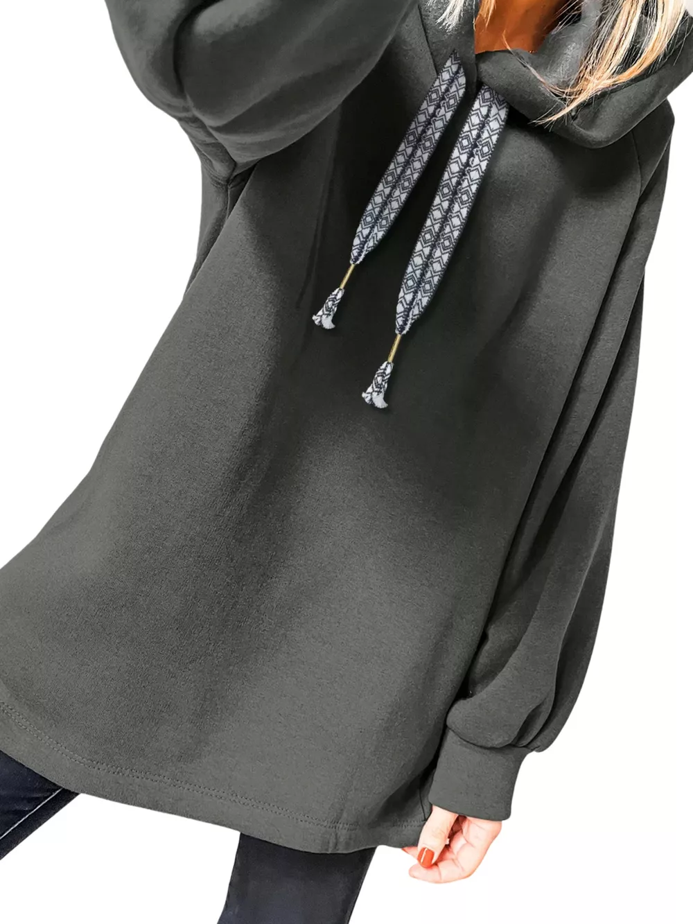 Drawstring Raglan Sleeve Hoodie, image 2