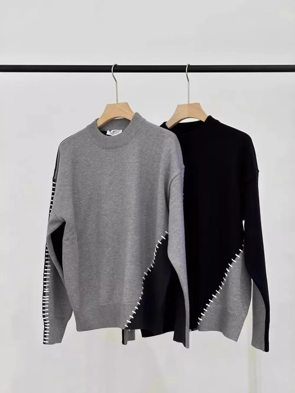 Men's Plus Size Two-Tone Mock Neck Sweater, image 7