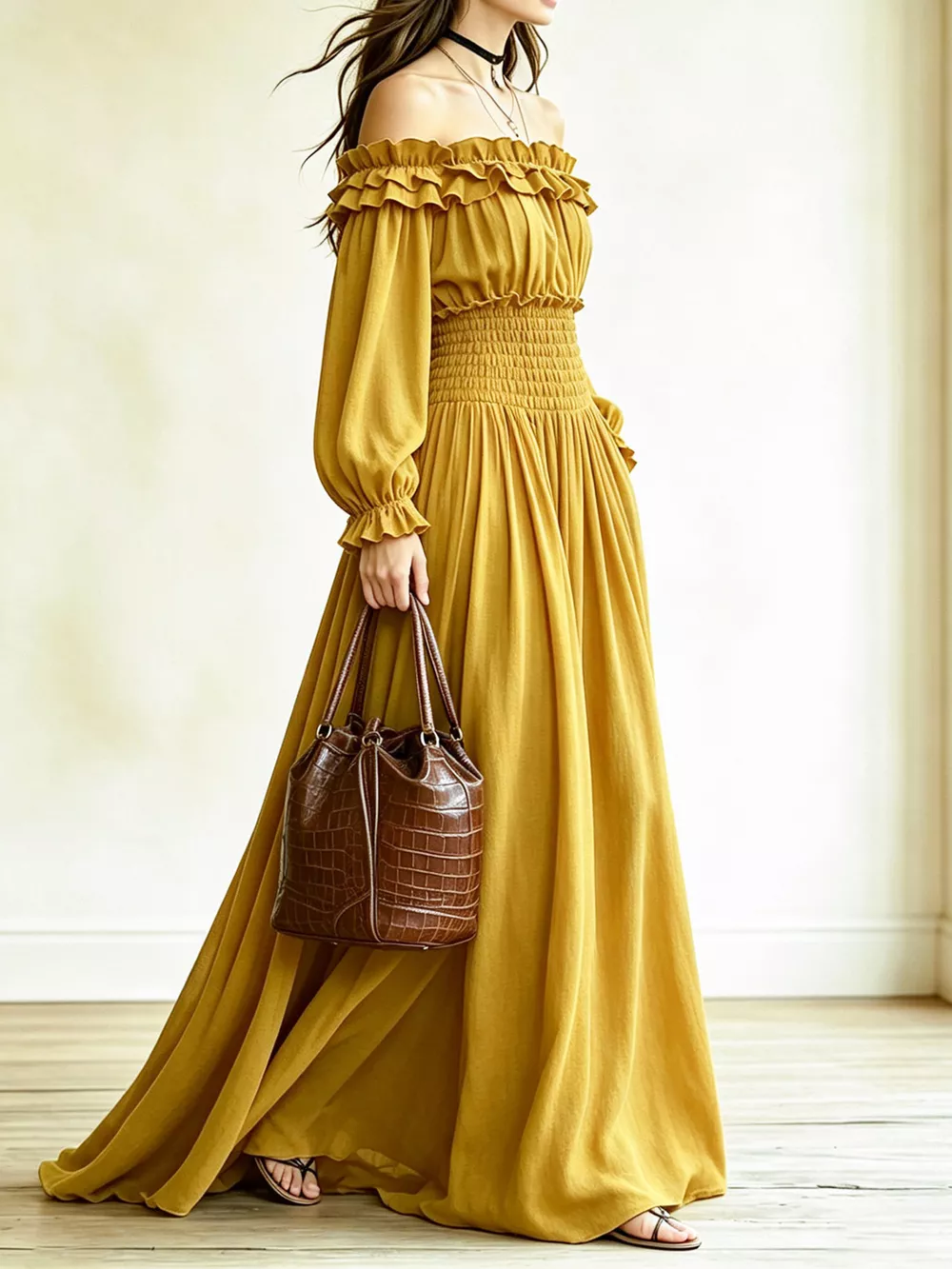 Full Size Off-Shoulder Ruffled Maxi Dress with Smocked Waist Plus Size, image 16