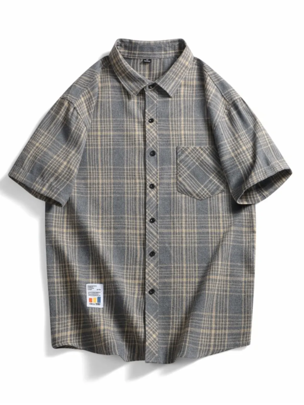 Men's Plus Size Casual Plaid Short Sleeve Shirt