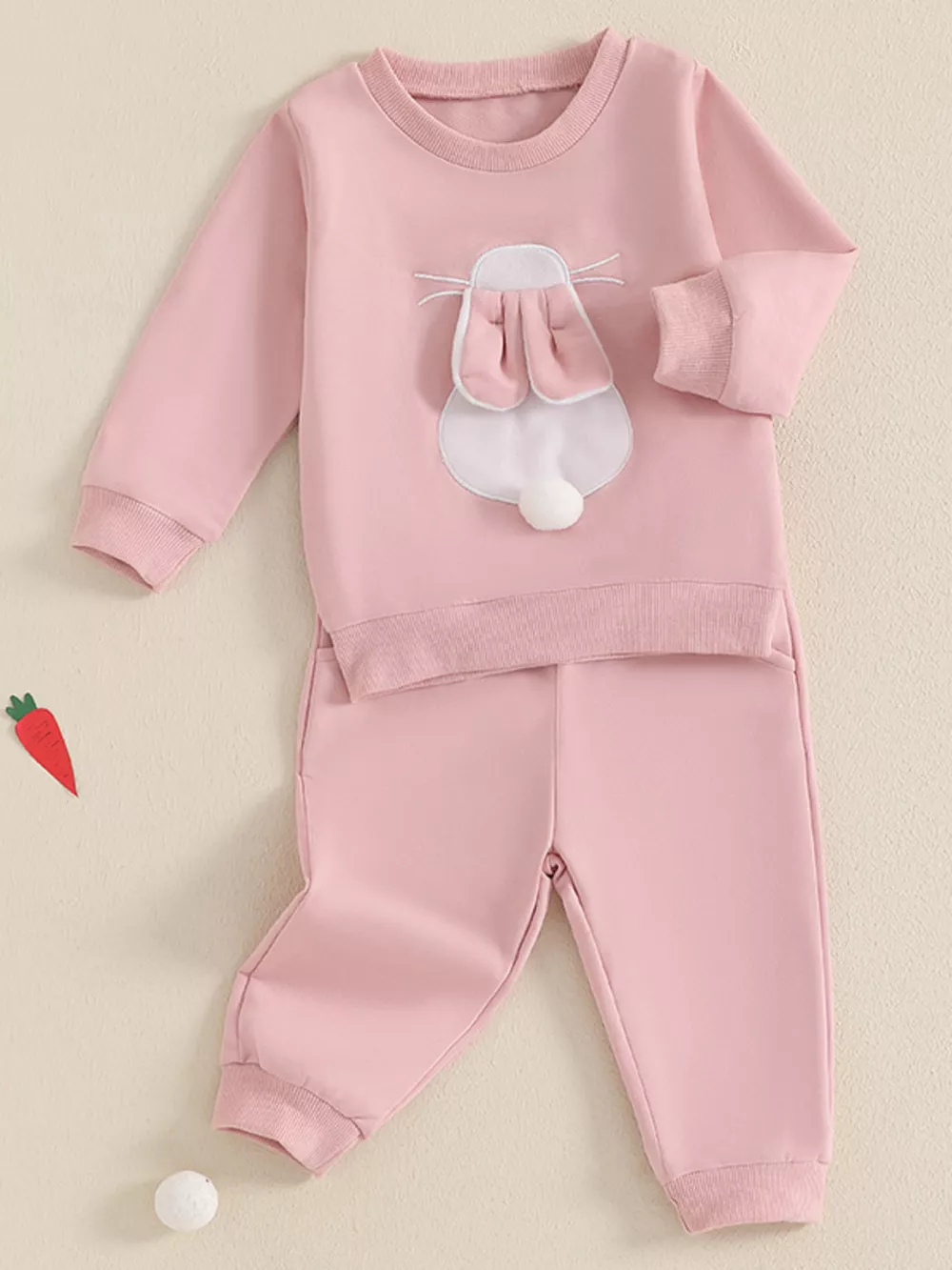 Children's Bunny Applique Top and Pants Outfit Set, image 9