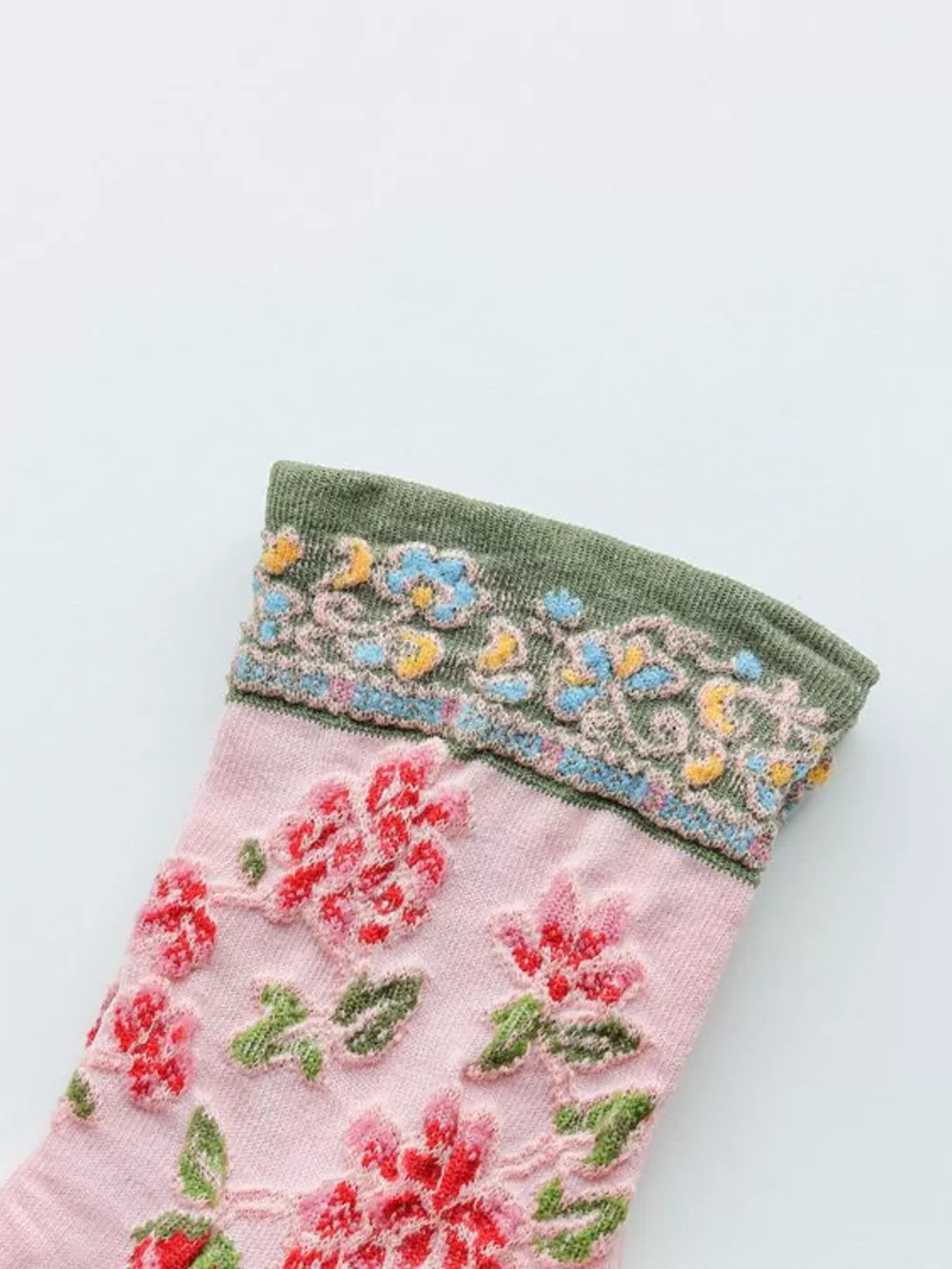 Floral Ankle Socks with Contrast Trim, image 4