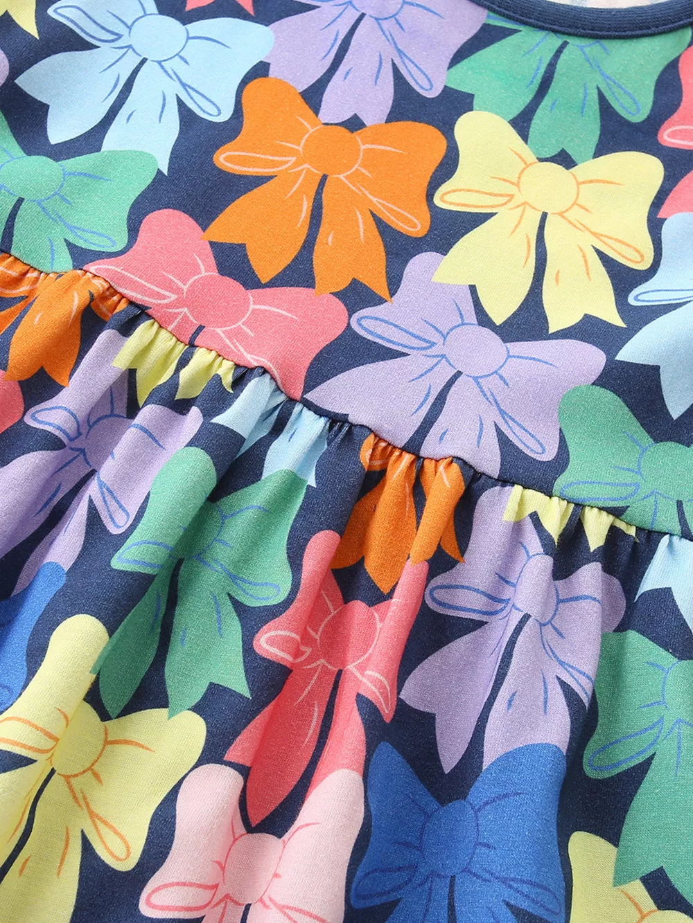 Children's Colorful Bow-Print Casual Dress, image 4