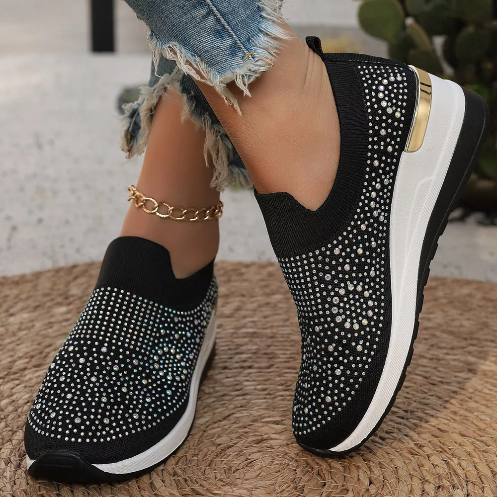 Rhinestone Round Toe Slip-Ons, image 5