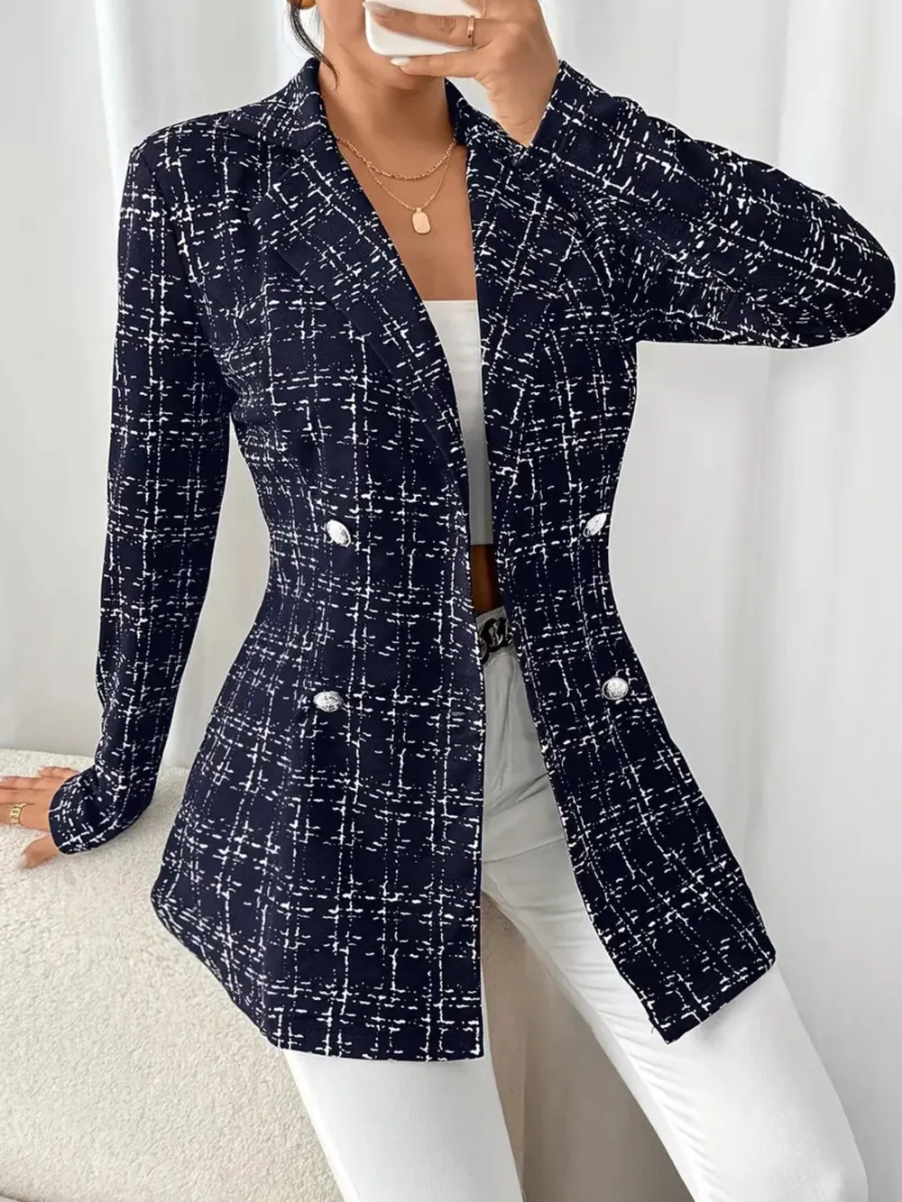 Tweed Double-Breasted Blazer, image 11