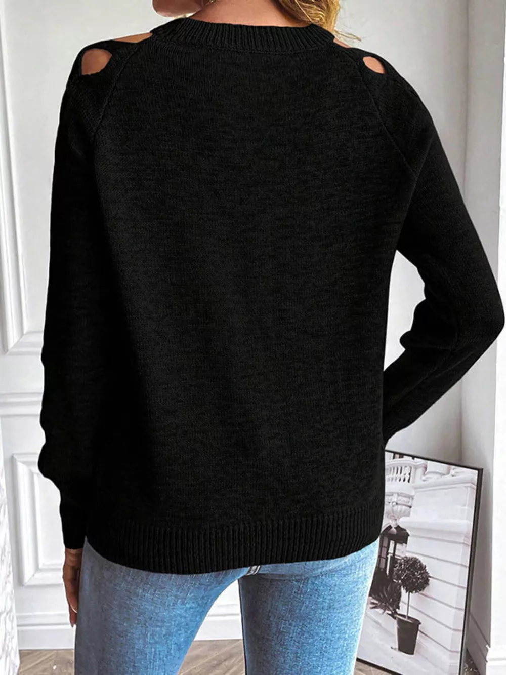 Criss-Cross Cutout Long Sleeve Sweater, image 6