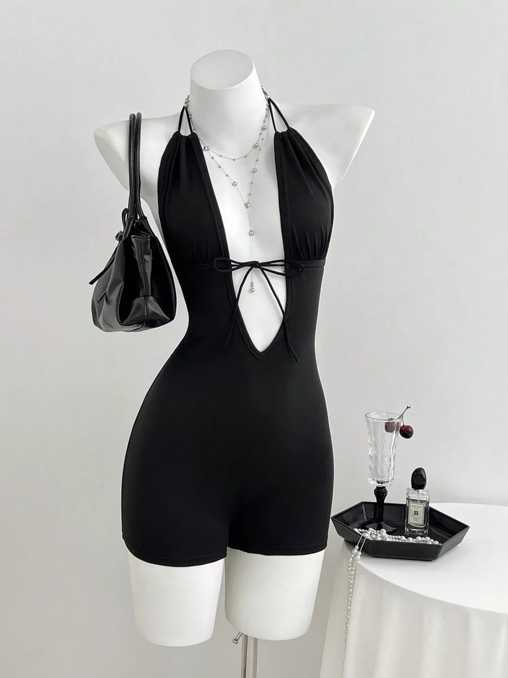Tied Front Halter Neck Romper