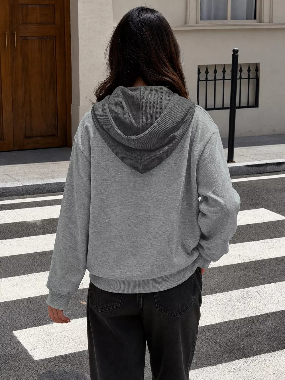 Dropped Shoulder Long Sleeve Hoodie, image 5