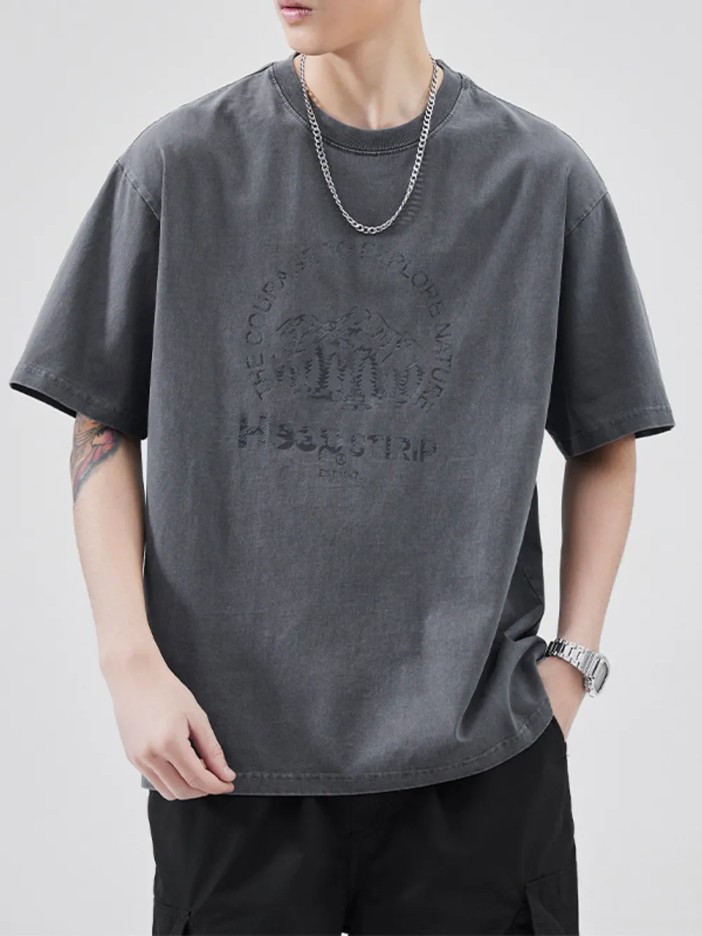 Men's Plus Size Round Neck Half Sleeve T-Shirt, image 4