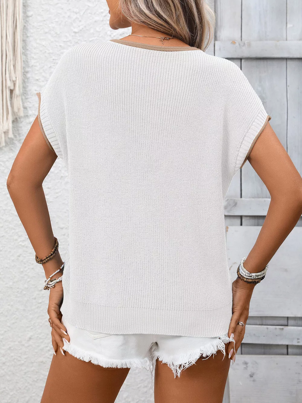 Contrast Trim Short Sleeve Sweater, image 24
