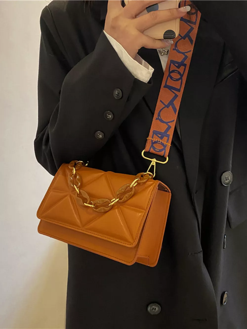 Quilted Adjustable Strap Crossbody Bag, image 15