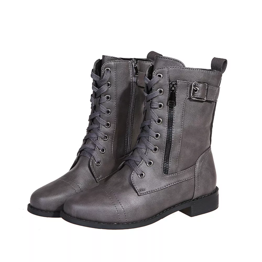 Lace-Up Ankle Boots with Zipper Detail, image 4