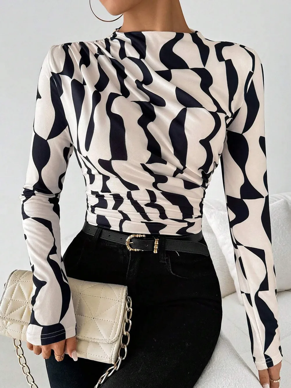 Printed Long Sleeve Blouse
