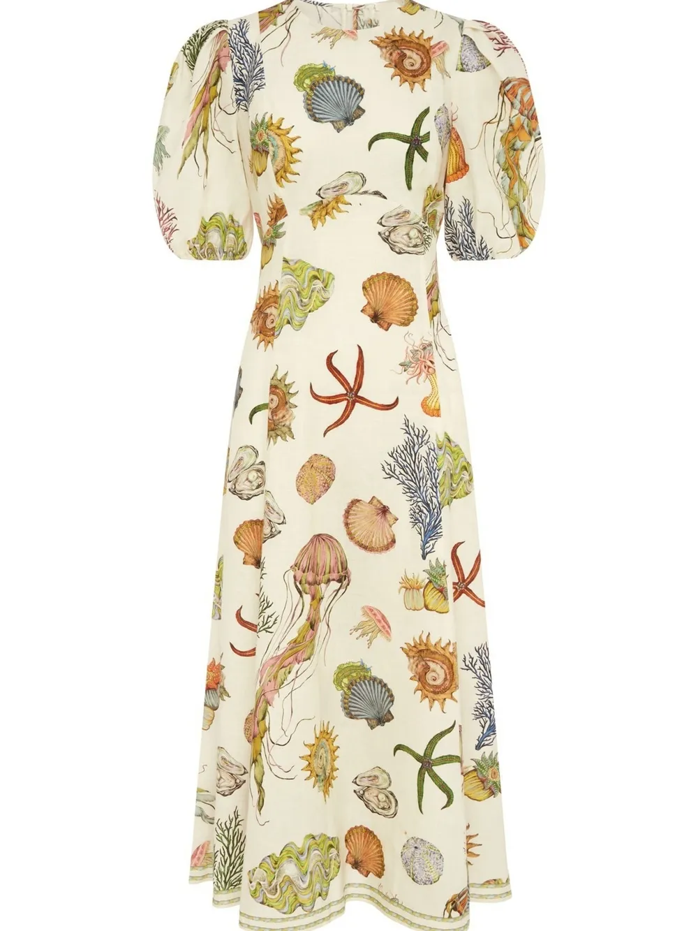 Printed Round Neck Puff Sleeve Dress, image 3